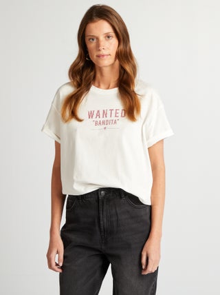 T-shirt de manga curta com mensagem