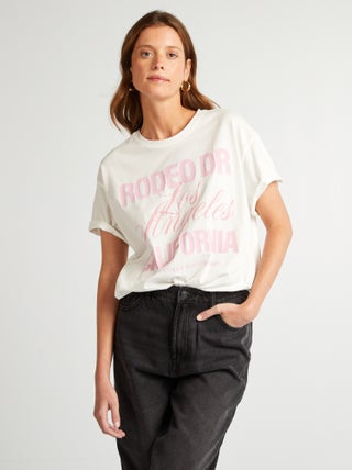 T-shirt de manga curta com mensagem