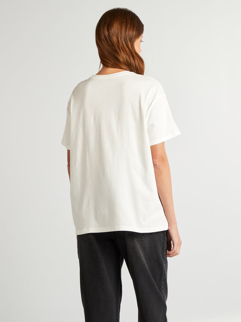 T-shirt de manga curta com mensagem BRANCO - Kiabi