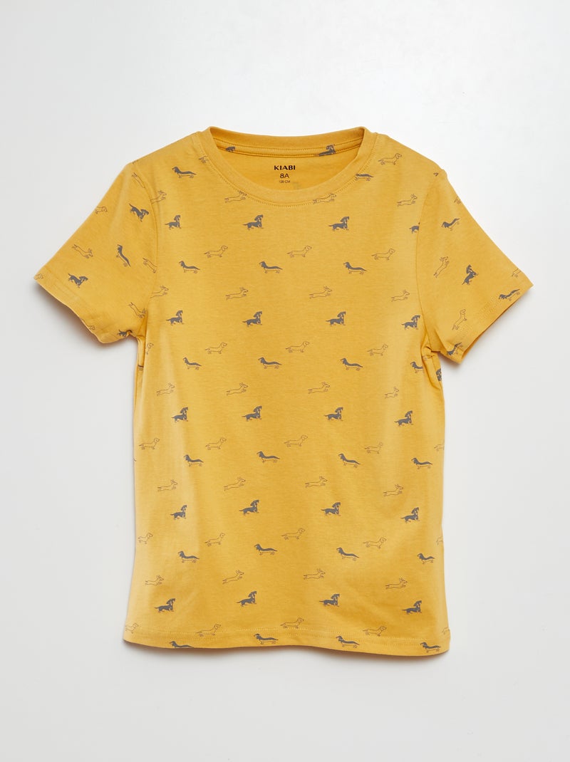T-shirt de manga curta com motivo AMARELO - Kiabi
