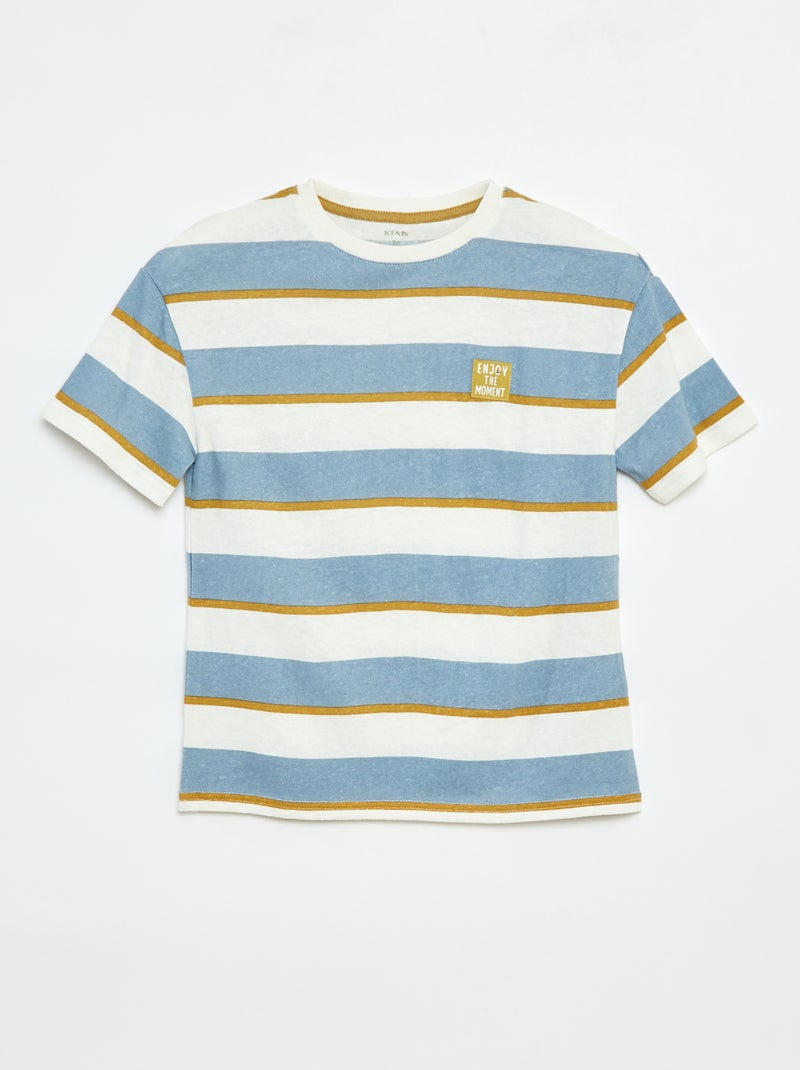 T-shirt de manga curta com motivo Azul - Kiabi
