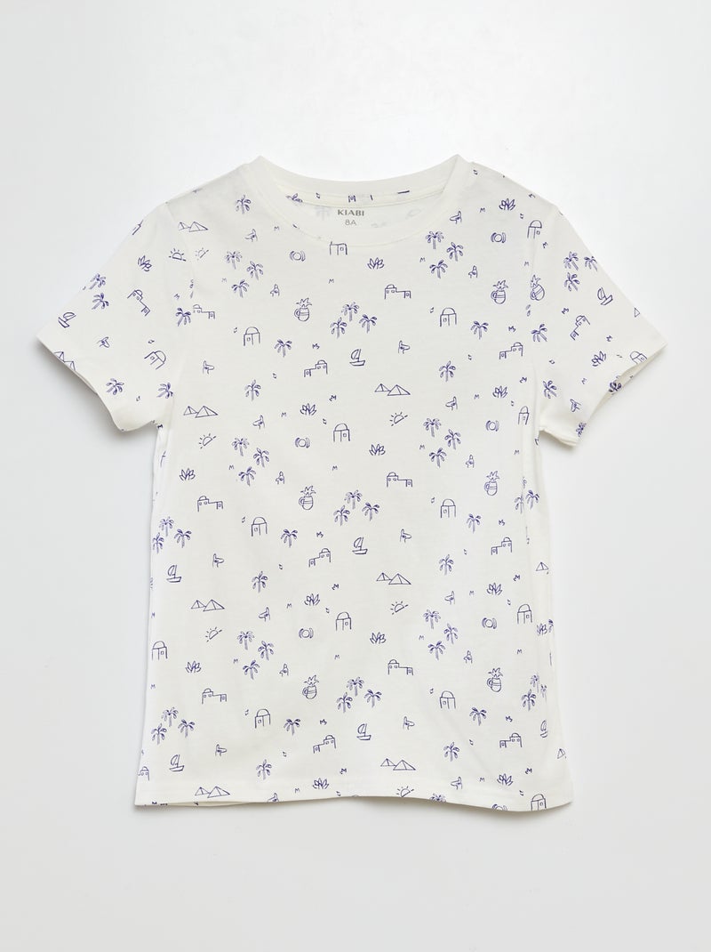 T-shirt de manga curta com motivo BEGE - Kiabi