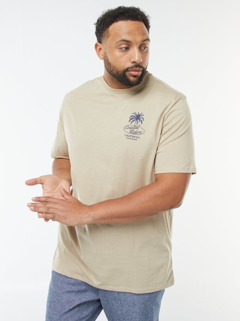 T-shirt de manga curta com motivo Bege - Kiabi