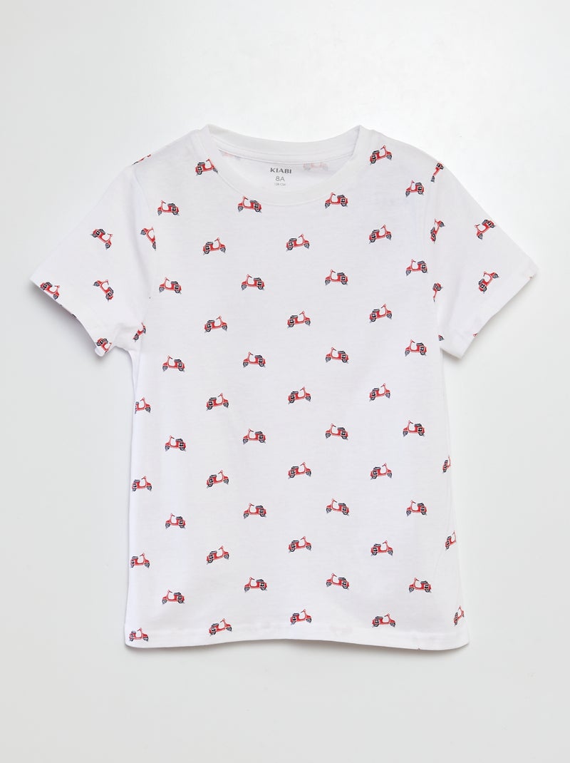 T-shirt de manga curta com motivo BRANCO - Kiabi
