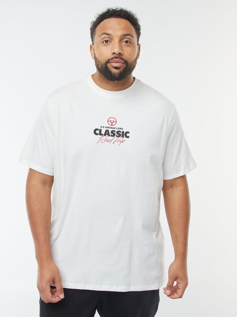 T-shirt de manga curta com motivo Branco - Kiabi