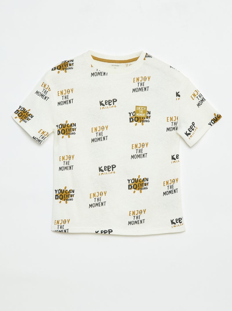T-shirt de manga curta com motivo Branco - Kiabi
