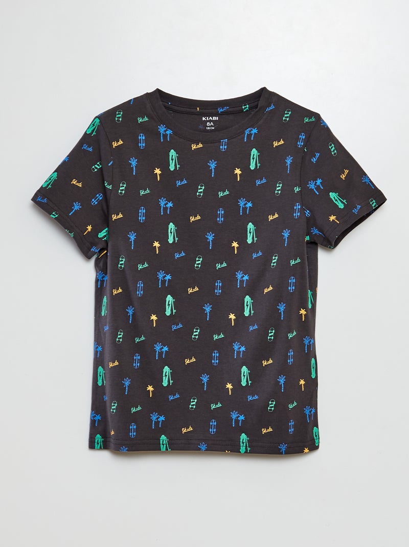 T-shirt de manga curta com motivo CINZA - Kiabi