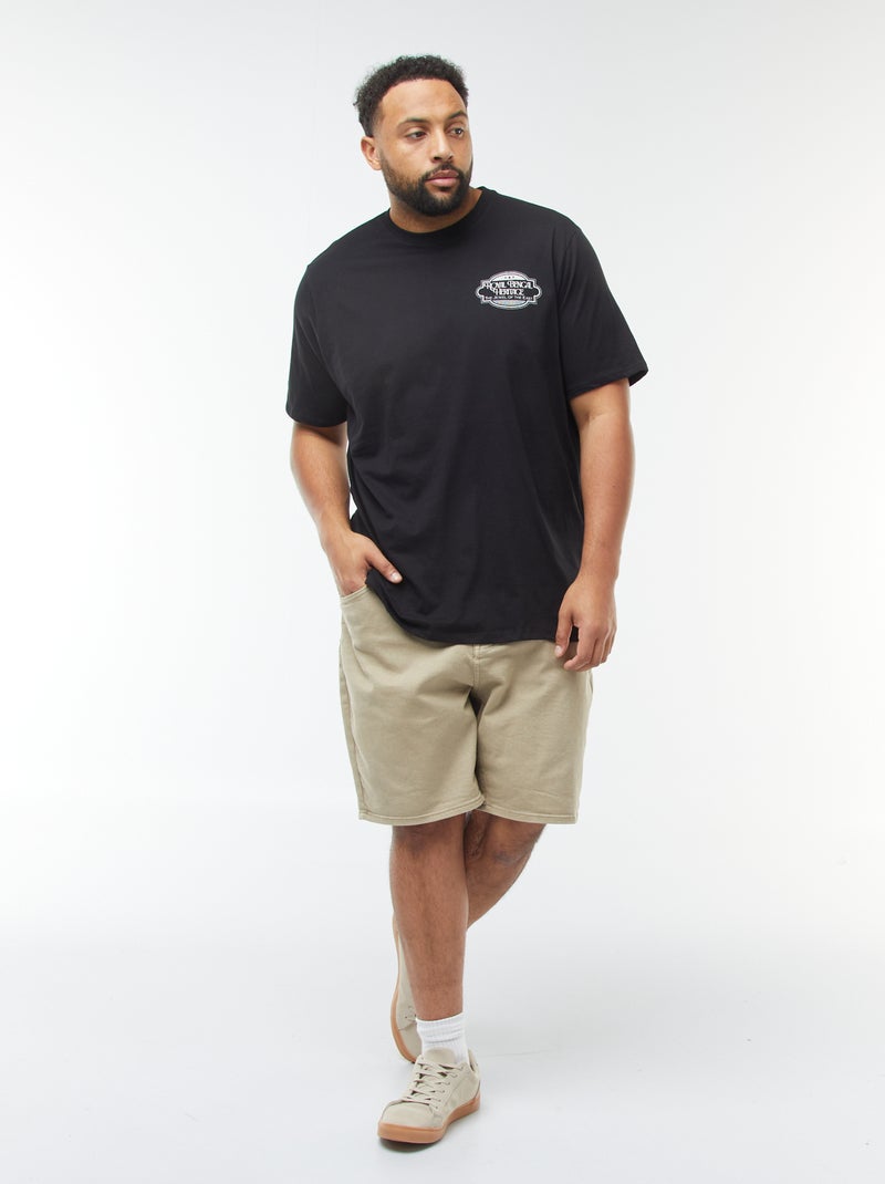 T-shirt de manga curta com motivo Preto - Kiabi