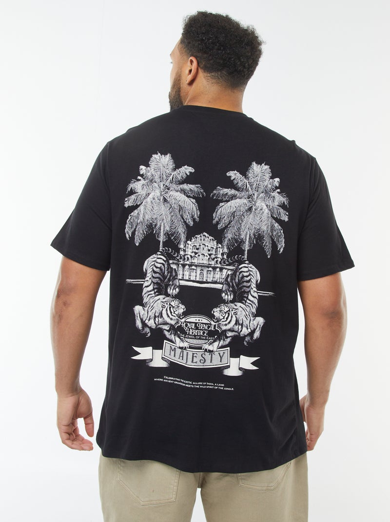 T-shirt de manga curta com motivo Preto - Kiabi