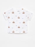 T-shirt de manga curta com motivos e abertura no ombro BRANCO - Kiabi