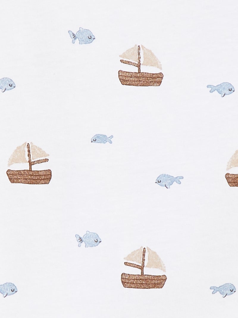 T-shirt de manga curta com motivos e abertura no ombro BRANCO - Kiabi