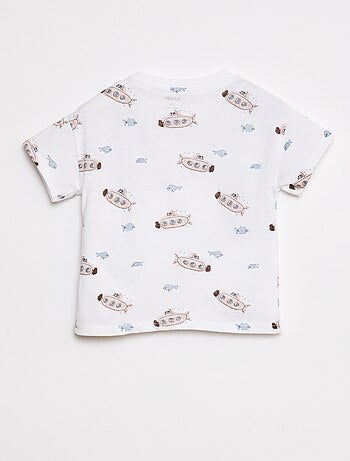 T-shirt de manga curta com motivos e abertura no ombro