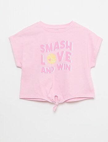 T-shirt de manga curta com nó na base