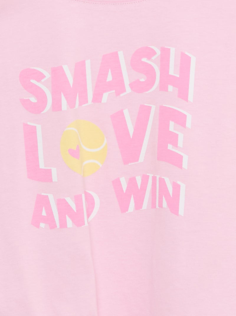 T-shirt de manga curta com nó na base Rosa - Kiabi