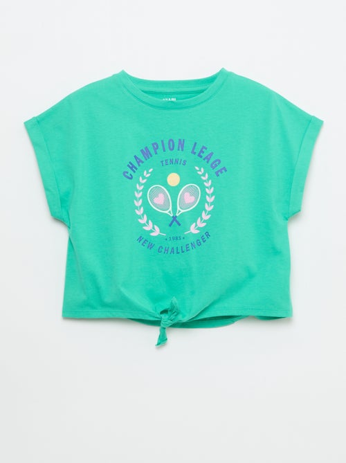 T-shirt de manga curta com nó na base - Kiabi