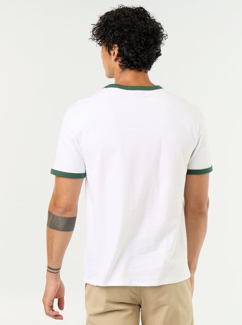 T-shirt de manga curta com orlas contrastantes - Kiabi
