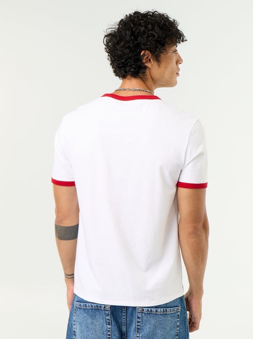 T-shirt de manga curta com orlas contrastantes - Kiabi