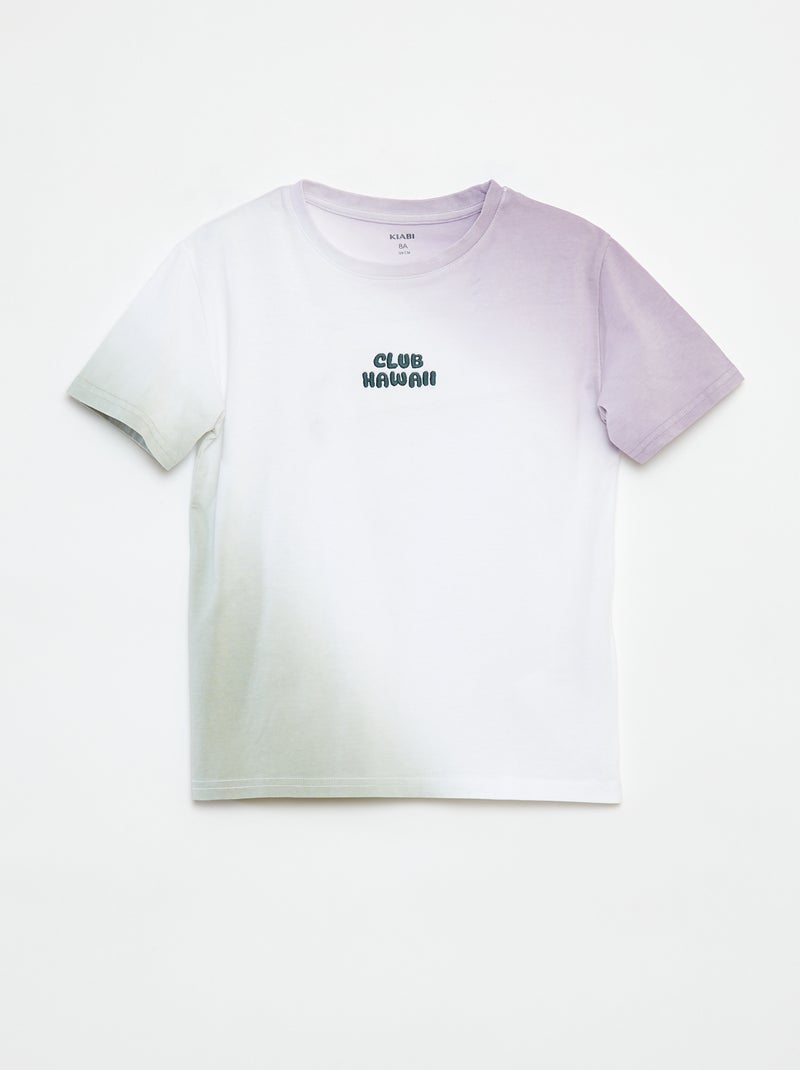 T-shirt de manga curta com tie and dye CAQUI - Kiabi