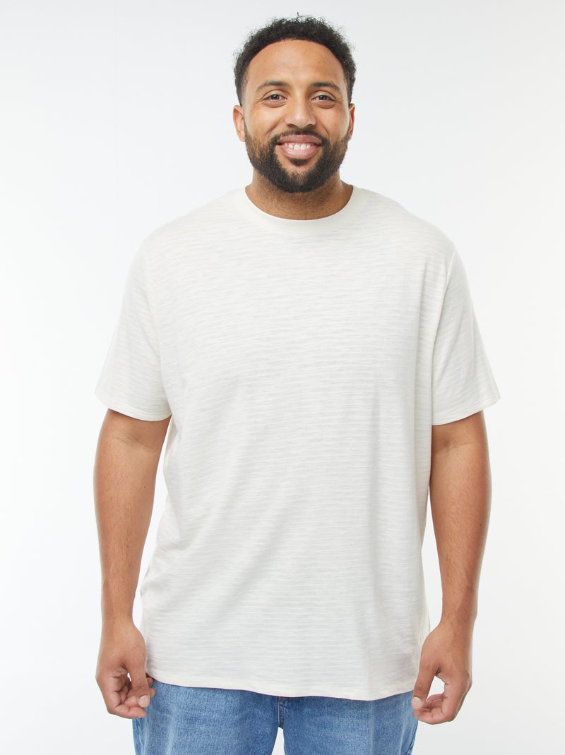 T-shirt de manga curta de malha texturada Branco - Kiabi