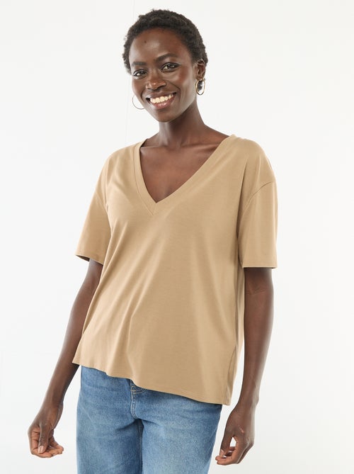 T-shirt de manga curta, decote em bico - Kiabi