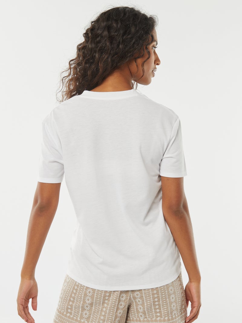 T-shirt de manga curta, decote em bico Branco - Kiabi