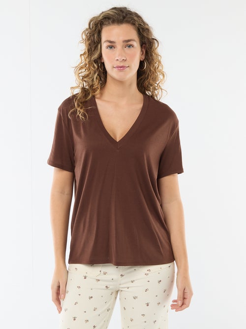 T-shirt de manga curta, decote em bico - Kiabi