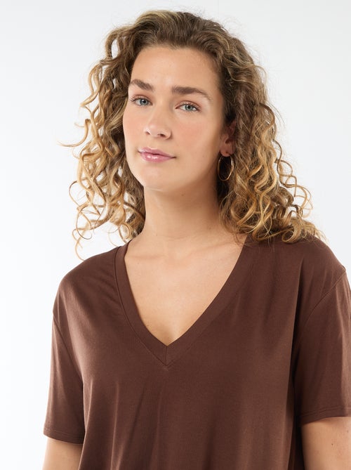 T-shirt de manga curta, decote em bico - Kiabi