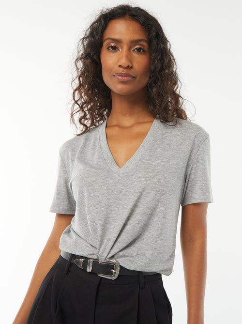 T-shirt de manga curta, decote em bico - Kiabi