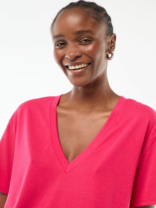 T-shirt de manga curta, decote em bico - Kiabi