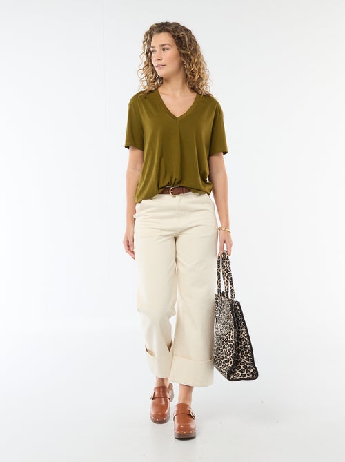 T-shirt de manga curta, decote em bico - Kiabi