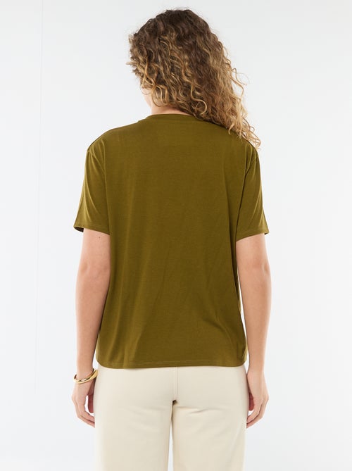 T-shirt de manga curta, decote em bico - Kiabi