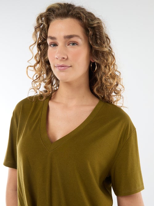 T-shirt de manga curta, decote em bico - Kiabi