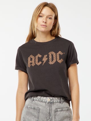T-shirt de manga curta e gola redonda 'ACDC'