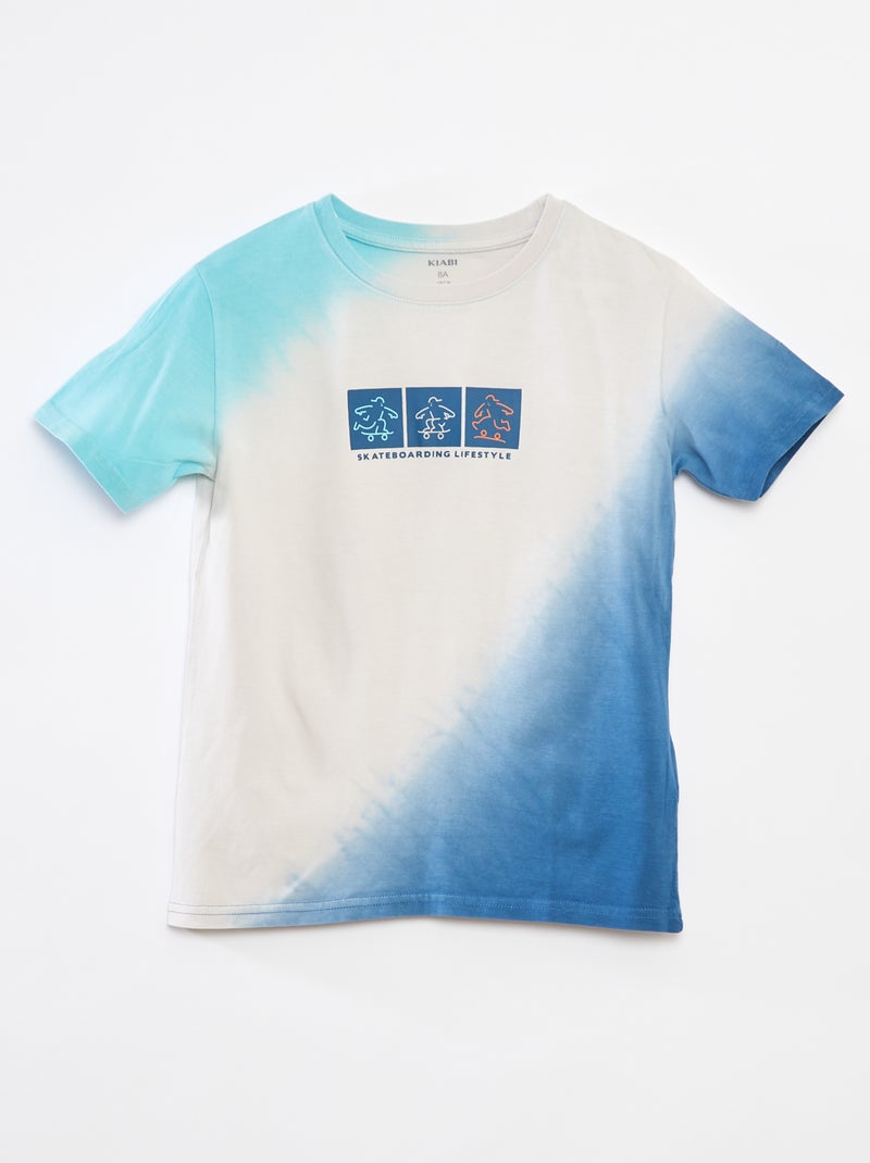 T-shirt de manga curta e gola redonda Azul - Kiabi