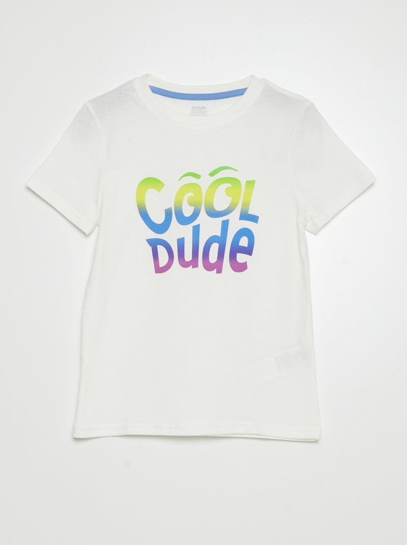 T-shirt de manga curta e gola redonda BRANCO - Kiabi