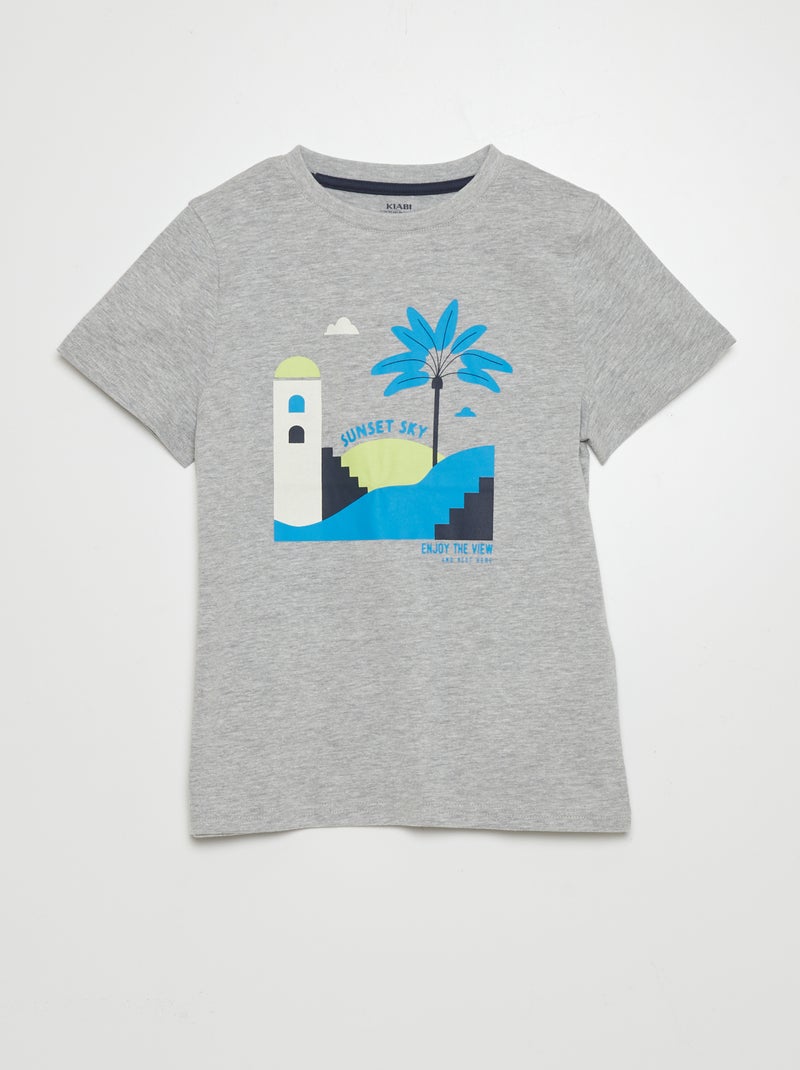 T-shirt de manga curta e gola redonda BRANCO - Kiabi