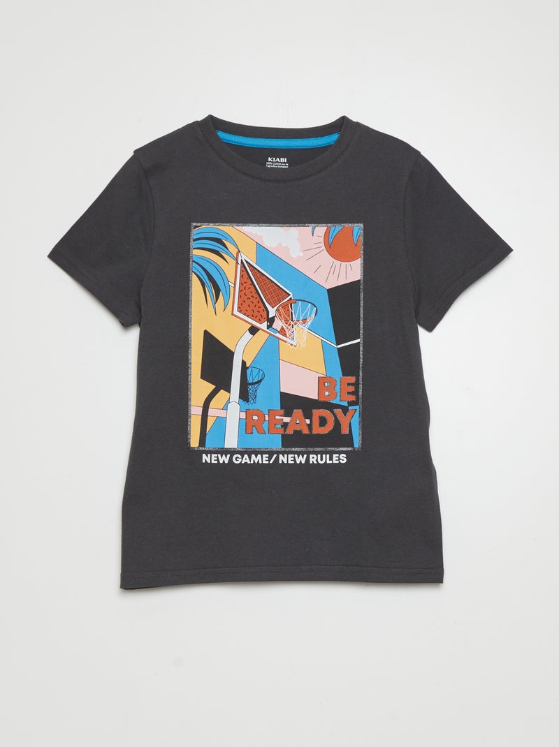 T-shirt de manga curta e gola redonda BRANCO - Kiabi