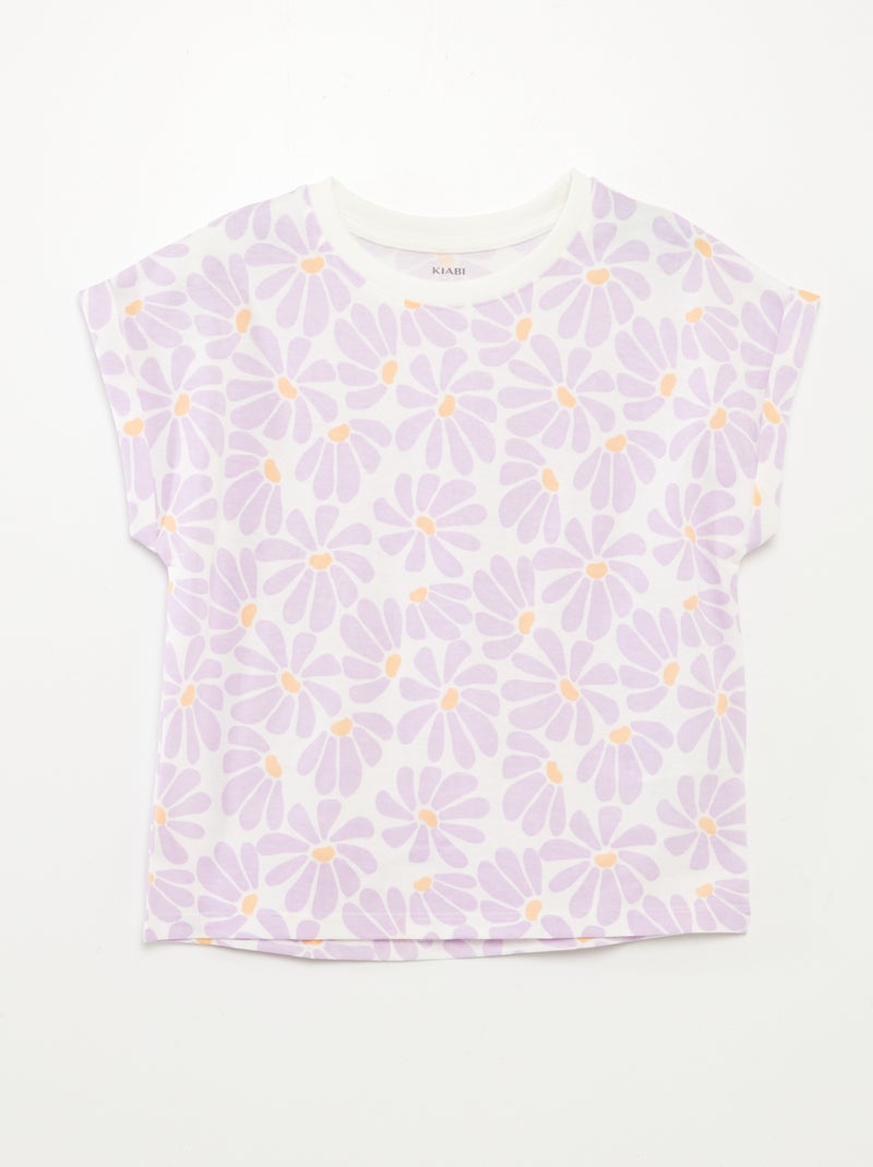 T-shirt de manga curta e gola redonda BRANCO - Kiabi
