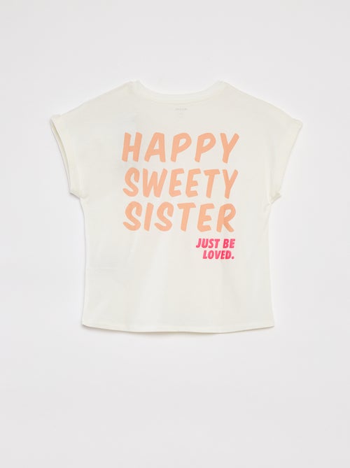 T-shirt de manga curta e gola redonda com desenho - Kiabi