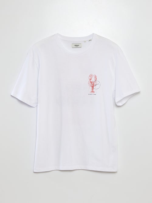 T-shirt de manga curta e gola redonda com estampado atrás 'Produkt' - Kiabi