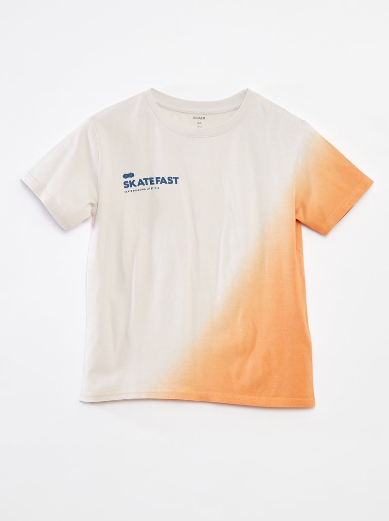 T-shirt de manga curta e gola redonda Laranja - Kiabi