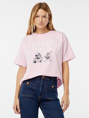 T-shirt de manga curta e gola redonda 'Mickey Mouse' 'Disney'