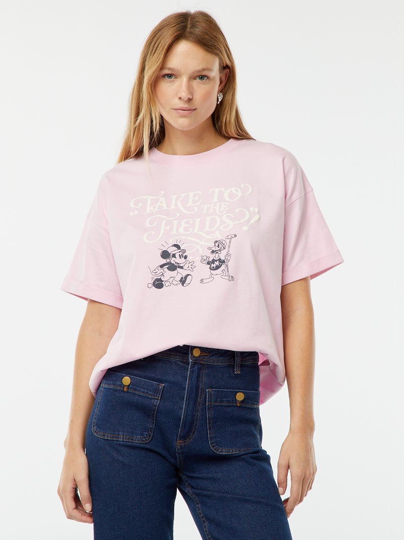 T-shirt de manga curta e gola redonda 'Mickey Mouse' 'Disney' Rosa - Kiabi