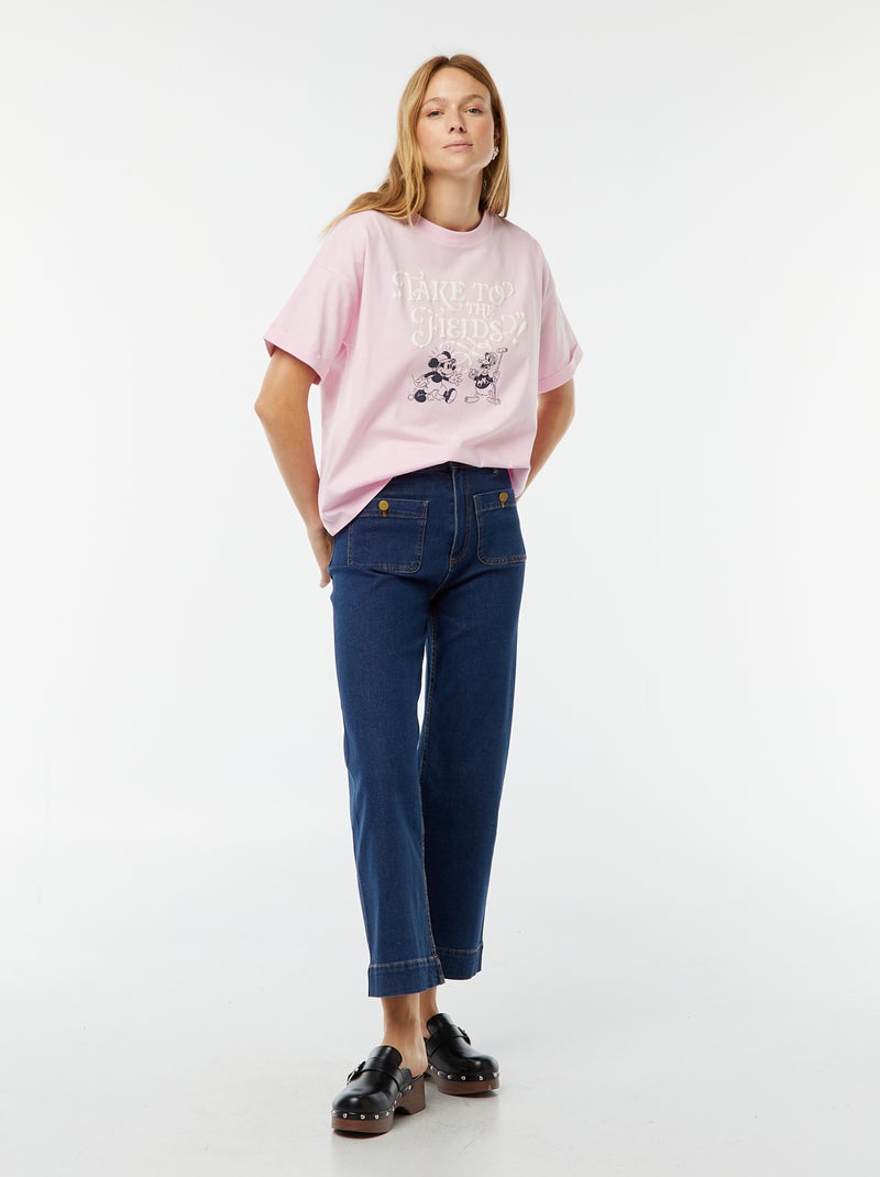 T-shirt de manga curta e gola redonda 'Mickey Mouse' 'Disney' Rosa - Kiabi