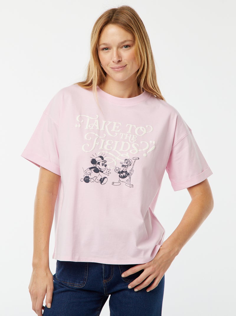 T-shirt de manga curta e gola redonda 'Mickey Mouse' 'Disney' Rosa - Kiabi