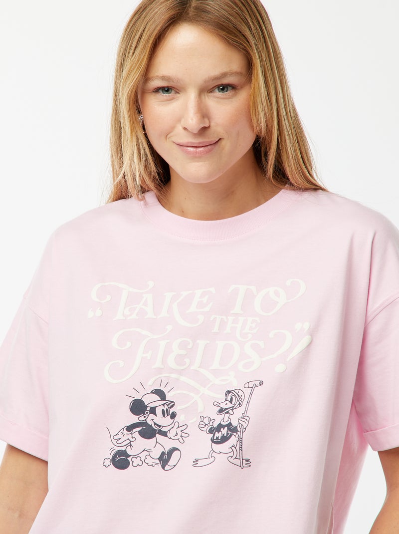 T-shirt de manga curta e gola redonda 'Mickey Mouse' 'Disney' Rosa - Kiabi