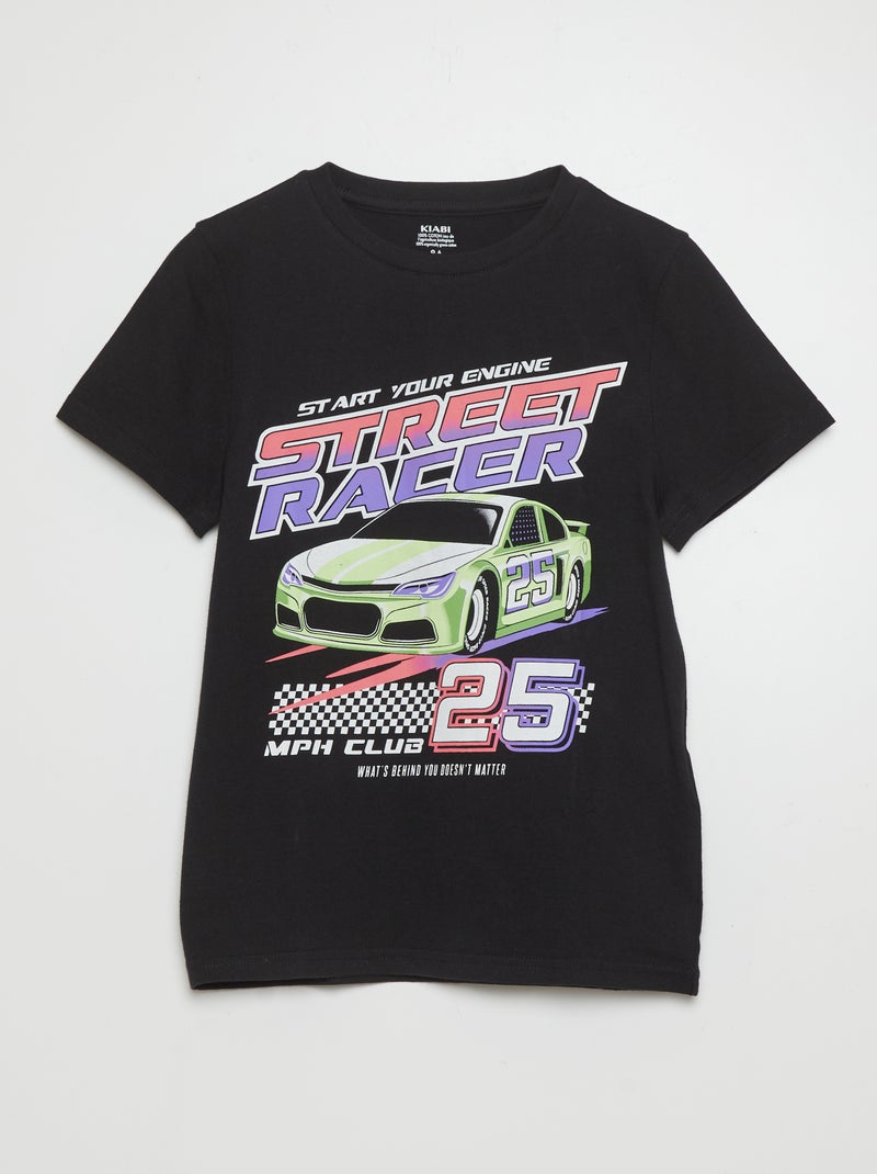T-shirt de manga curta e gola redonda PRETO - Kiabi