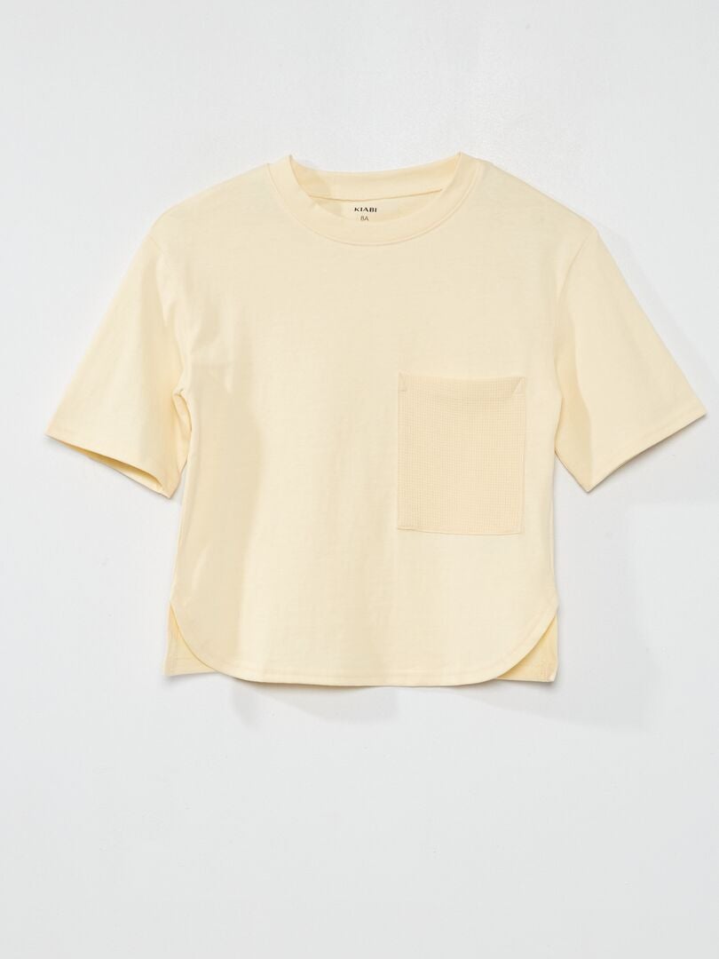T-shirt de manga curta em algodão BRANCO - Kiabi