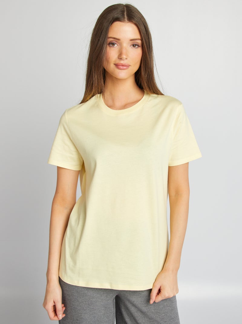 T-shirt de manga curta em jersey AMARELO - Kiabi