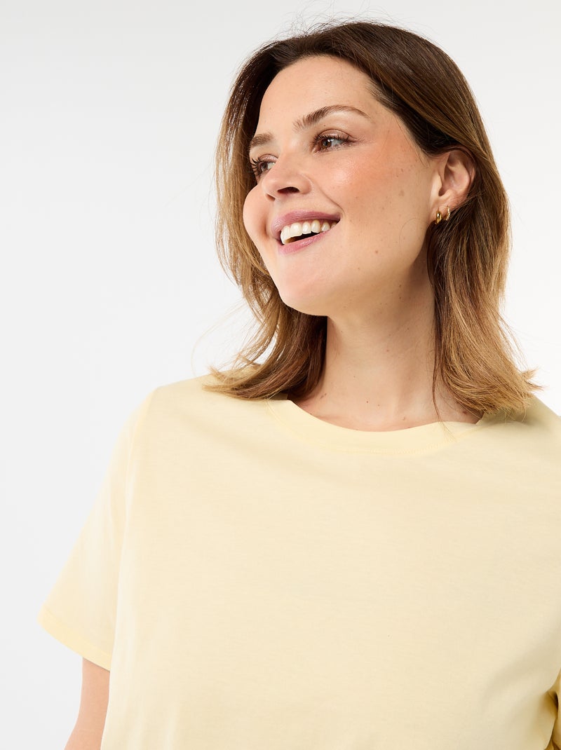 T-shirt de manga curta em jersey Amarelo - Kiabi